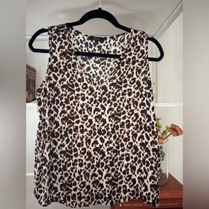 EUC Quince Washable Stretch Silk Tank, Leopard, S
